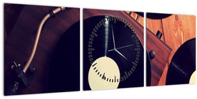 Obraz gramofónových dosiek (s hodinami) (90x30 cm)