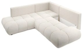 Rozkladacia rohová čalúnená sedacia súprava ALMADA do tvaru L s úložným priestorom, pravá, béžová