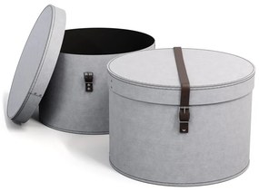 Svetlosivé kartónové úložné boxy s vekom v súprave 2 ks ø 37,5x25,5 cm Rut – Bigso Box of Sweden