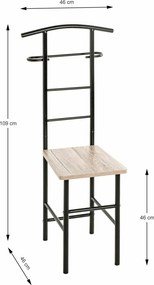 Nemý sluha - stolička Ruta, čierny/dub san remo