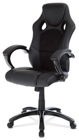 Športové kreslo KA-Y157 BK, čierna ekokoža a čierna látka MESH