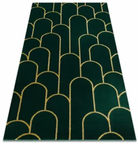 Koberec EMERALD exkluzívny 1021 glamour, styl art deco fľaškovo zelený / zlatý