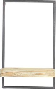Nástenná drevená polička Maddison v kovovom ráme - 30 * 15 * 50 cm
