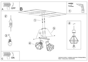 Bodové svietidlo Artemis, 2x čierne drôtené tienidlo, (môžnosť polohovania)