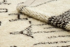 Ručne tkaný vlnený koberec BERBER BJ1147 Boujaad berber Boho, béžový / čierny