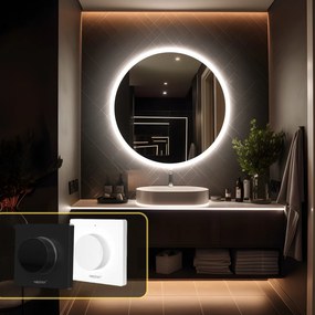 LED zrkadlo okrúhle Classico ⌀80cm neutrálna biela - diaľkový ovládač Farba diaľkového ovládača: Čierna