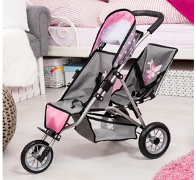 Bayer Design Kočík pre bábiky dvojičky Duo (sivá/bodky)  (100355100)
