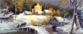 Obraz - Zimné mestečko (120x50 cm)