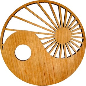 AMADEA Drevený podtácok okrúhly jin-jang, masívne drevo, priemer 10 cm