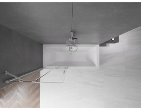 Mexen Velar, 2-krídlová posuvná vaňová zástena 85 x 150 cm, 8mm číre sklo, brúsená oceľ, 896-085-000-01-97