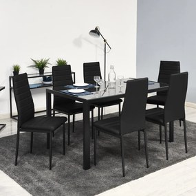 Veľký jedálenský set 6x stolička + stôl Catini MONET – čierna farba