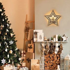 Solight LED nástenná dekorácia Vianočná hviezda, 24x LED, 2x AA