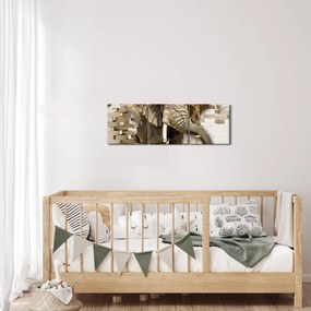Obraz - Slon prerážajúci múr (s hodinami) (90x30 cm)