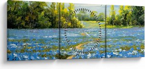 Obraz - Cestička v poli, olejomaľba (s hodinami) (90x30 cm)