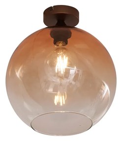 Art Deco stropné svietidlo tmavý bronz s hnedým sklom - Sandra