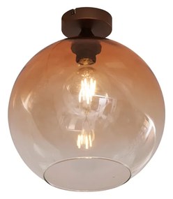 Stropné svietidlo Art Deco tmavý bronz s hnedým sklom - Sandra