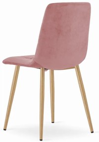 Set troch jedálenských stoličiek KARA - ružová (hnedé nohy) 3ks