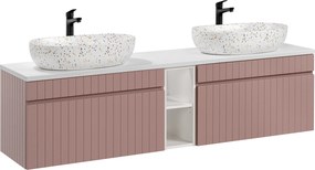 Comad Kúpeľňová skrinka s doskovými umývadlami set Iconic Rose 180 antická ružová/biela