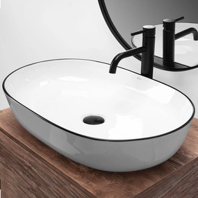 Rea Cleo, umývadlo na dosku 61x41 cm, biela-čierny okraj, REA-U6210