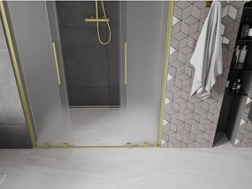 Mexen Velar Duo, posuvné sprchové dvere do otvoru 140 cm, 8mm sklo námraza, zlatá matná, 871-140-000-32-55