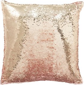 Obojstranný vankúš s flitrami ružovo-šampanský – 45*45*15 cm