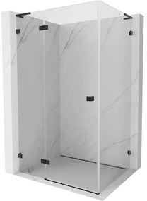 Mexen Lunar L, sklápací sprchový kút ľavý 75 x 80 cm, číre sklo, čierny profil, 834L-075-080-70-00-L