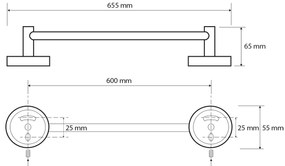SAPHO XR410 X-Round E držiak na uteráky 65 cm, strieborná