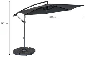 Zahradní slunečník Houseland Tynex 300 cm tmavě šedý
