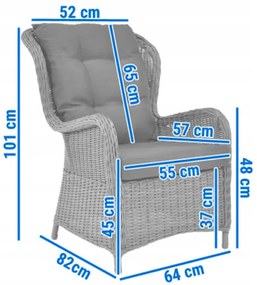 Záhradné ratanové kreslo s podnožkou