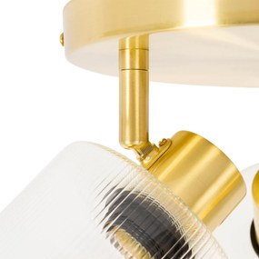 Stropné bodové svetlo zlaté so sklom 3-žiarovkové nastaviteľné okrúhle - Laura