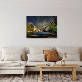 Obraz krajiny s jazerom (70x50 cm)