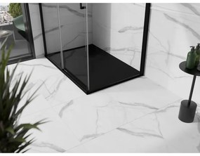 Mexen Stone+, obdĺžniková vanička z minerálneho kompozitu 110 x 90 cm, čierna, čierna krytka, 44709011-B
