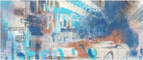 Obraz - Zrodený na jazdu, modré tóny (120x50 cm)