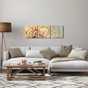 Obraz - Maľované rastliny (s hodinami) (90x30 cm)