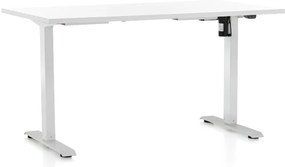 Výškovo nastaviteľný stôl OfficeTech A, 140 x 80 cm, biela podnož, biela