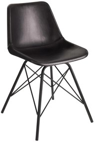 Podkroví židle kůže / kov černý - 46*49*79 cm
