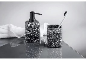 Čierny téglik na zubné kefky Wenko Terrazzo