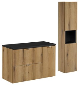 Kúpeľňová zostava Nova Oak 90 cm so skrinkami dub coast evoke/čierna