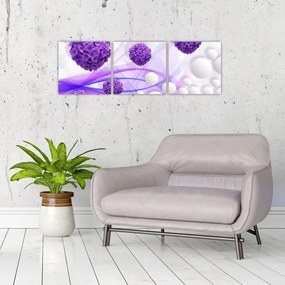 Obraz fialových kvetov a bielych gulí