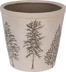 Béžový obal na kvetináč so stromčekmi Natural Pine Trees XL - Ø 21*20 cm