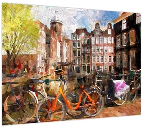 Sklenený obraz - Amsterdam, maľba (70x50 cm)