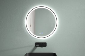 Cerano Rivo, LED kúpeľňové zrkadlo, kovový rám, Ø 60 cm, čierna matná, CER-CER-NT8232A60