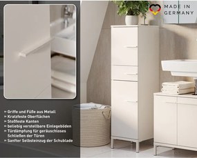 Krémová matná vysoká/úzka kúpeľňová skrinka 34x123 cm Laurino – Germania