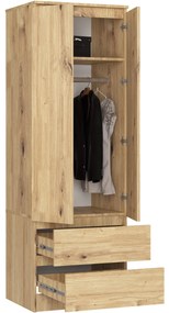 Šatníková skriňa Surgimiento (dub artisan). Akcia -22%. Vlastná spoľahlivá doprava až k Vám domov. 1128803