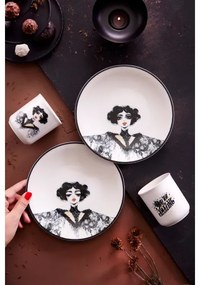 Jedálenská sada 4 ks čierna/biela/porcelán