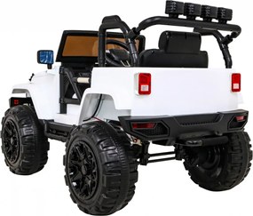 Ramiz Detský terénny biely džíp na batérie + diaľkové ovládanie + svetlá zvuky