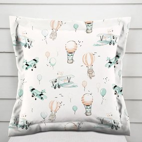Biante Detská bavlnená obliečka na vankúš s lemom Sandra SA-457 Líšky v lietadielkach na bielom 50 x 60 cm
