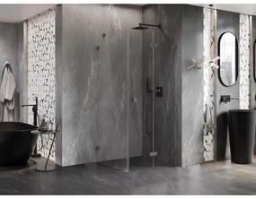 Mexen Lunar-F, 1-krídlový sprchový kút so skladacími dverami, pravý, 90 x 90 cm, 8mm číre sklo, grafitový profil, 836-090-090-95-00-P