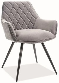 Jedálenská stolička Linea Velvet, sivá / čierna
