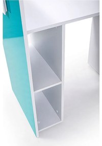 Detská kombinovaná posteľ 90 cm Toreno 3 (biela + biely lesk + tyrkysové lesklé madlá) (P). Vlastná spoľahlivá doprava až k Vám domov. 1083332
